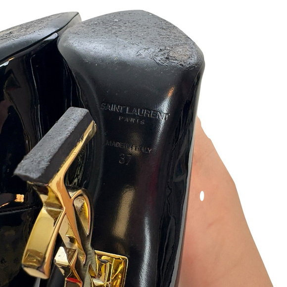 Saint Laurent Opyum YSL Heel Black Patent Pumps 37 US 7 - Picture 10 of 15
